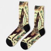 Vintag Xoloitzcuintle Seamless Socken (Linkes Detail)