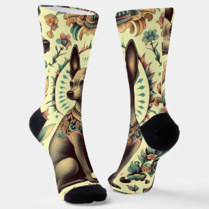 Vintag Xoloitzcuintle Seamless Socken