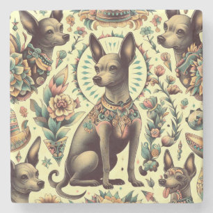 Vintag Xoloitzcuintle Seamless Steinuntersetzer