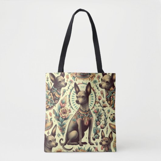 Vintag Xoloitzcuintle Seamless Tasche (Vorderseite)