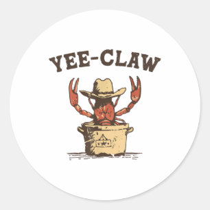 Vintag Yee Claw Yee Haw Crab Funny Crawfish Boil Runder Aufkleber