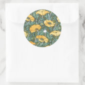 Vintag Yellow Art Nouveau Poppy Runder Aufkleber (Tasche)