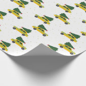 Vintag Yellow Cab Taxi Weihnachtsmuster Geschenkpapier (Ecke)