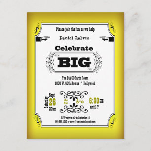 Vintag Yellow Playbill Einladungen zur Geburtstags