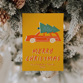 Vintag Yellow Red Truck Tree Funky Weihnachten