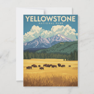Vintag Yellowstone Nationalparkreise Postkarte