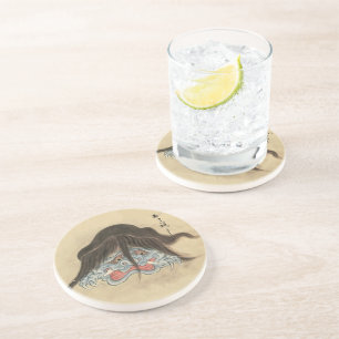 Vintag Yokai Otoroshi - Japanisches Monster Sandstein Untersetzer