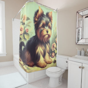 Vintag Yorkshire Terrier Painting Duschvorhang