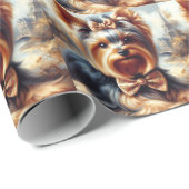 Vintag Yorkshire Terrier Painting Geschenkpapier (Rolleneckpunkt)