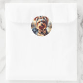 Vintag Yorkshire Terrier Painting Runder Aufkleber (Tasche)