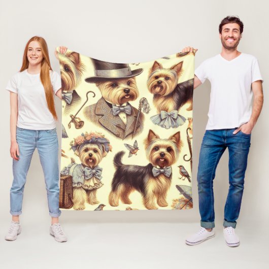 Vintag Yorkshire Terrier Seamless Fleecedecke (Beispiel)