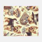 Vintag Yorkshire Terrier Seamless Fleecedecke (Vorderseite (Horizontal))