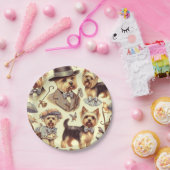 Vintag Yorkshire Terrier Seamless Pappteller (Party)