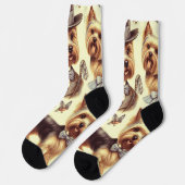 Vintag Yorkshire Terrier Seamless Socken (Linkes Detail)