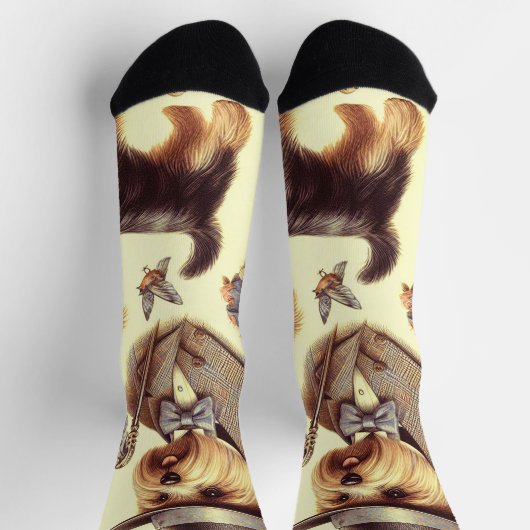 Vintag Yorkshire Terrier Seamless Socken (Oben)