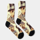 Vintag Yorkshire Terrier Seamless Socken (Rechts)