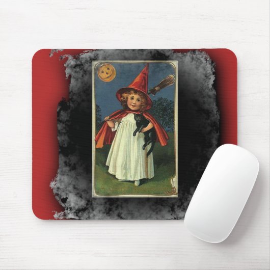 Vintag Young Halloween Hexe Mousepad (Mit Mouse)