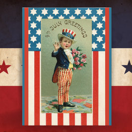 Vintag Young Uncle Sam 4. Juli Feiertagspostkarte