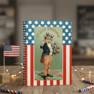 Vintag Young Uncle Sam 4. Juli Notizblock