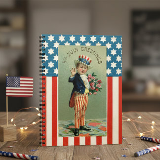 Vintag Young Uncle Sam 4. Juli Notizblock