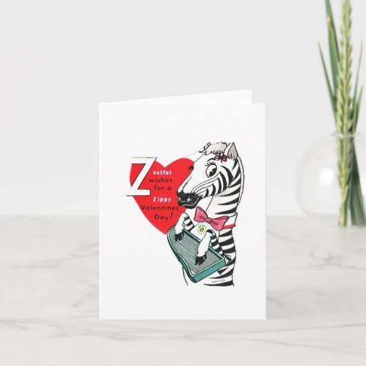 Vintag Z ist für Zebra Valentine Karte (Vorderseite)