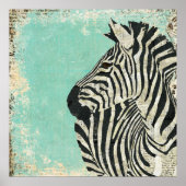 Vintag Zebra Blue Art Poster (Vorne)