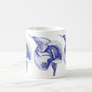 Vintag zeichnend Calla Lilie illustriert Blüte Kaffeetasse