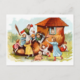 Vintag Zeichnend: Die Frau, die in einem Schuhwerk Postkarte