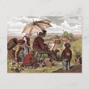 Vintag Zeichnend: Ein einfacher Künstler Postkarte