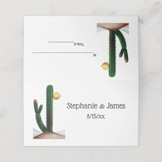 Vintag Zeichnend große blühende Kakteen Platzkarte (Außenseite Aufgefaltet)