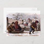 Vintag Zeichnend: Im Schnee geschleudert Postkarte (Vorne/Hinten)