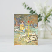 Vintag Zeichnend: Junge Hirte mit seinen Lämmern Postkarte (Stehend Vorderseite)