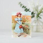 Vintag Zeichnend: Marias Blumengarten Postkarte (Stehend Vorderseite)