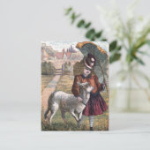 Vintag Zeichnend: Marry's Little Lamb Postkarte (Stehend Vorderseite)