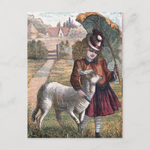 Vintag Zeichnend: Marry's Little Lamb Postkarte