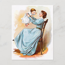 Vintag Zeichnend: Mutter mit Baby Girl Postkarte