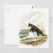 Vintag Zeichnend: Schiffbruch am Strand Postkarte (Vorne/Hinten)