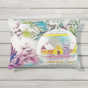 Vintag Zeichnend Weihnachtsbaum Rosa Dekorationen Kissen Für Draußen