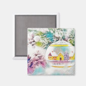 Vintag Zeichnend Weihnachtsbaum Rosa Dekorationen Magnet (Vorderseite/Rückseite)