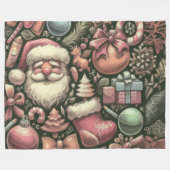 Vintag Zeichnend Weihnachtsmotive Grün Fleecedecke (Vorderseite (Horizontal))
