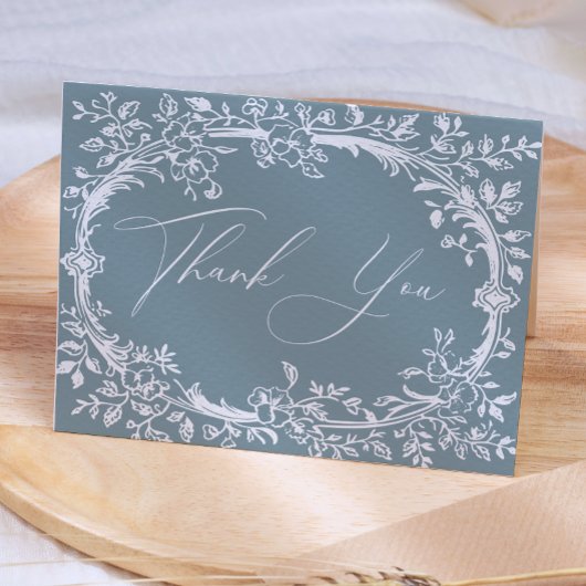 Vintag zeitlose Blumenblauer Babydusche Dankeskarte