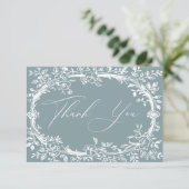 Vintag zeitlose Blumenblauer Babydusche Dankeskarte (Stehend Vorderseite)