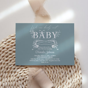 Vintag zeitlose Blumenblauer Babydusche Einladung