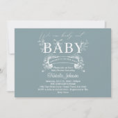 Vintag zeitlose Blumenblauer Babydusche Einladung (Vorderseite)