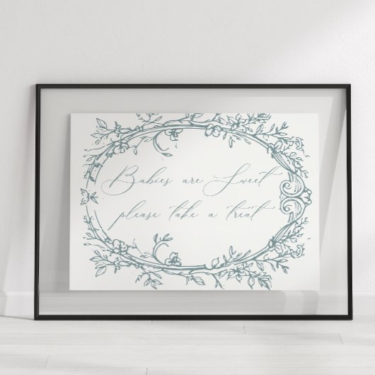 Vintag zeitlose Blumenblauer Babydusche Gefallen Poster