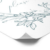 Vintag zeitlose Blumenblauer Babydusche Gefallen Poster (Ecke)