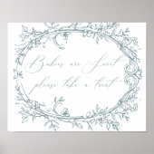 Vintag zeitlose Blumenblauer Babydusche Gefallen Poster (Vorne)