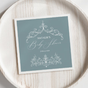 Vintag zeitlose Blumenblauer Babydusche Napkins Serviette