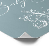 Vintag zeitlose Blumenblauer Babydusche Poster (Ecke)