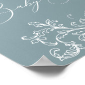 Vintag zeitlose Blumenblauer Babydusche Poster (Ecke)